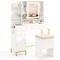 Costway Makeup Vanity Desk with Lighted Mirror Charging Station 3-Color LED Lights